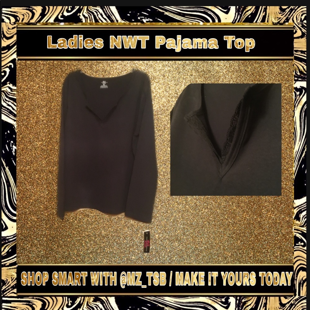 🆕 Ladies Sleepwear Black NWT Pajama Top ( Plus Size ) Photos Available